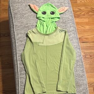 Boys Star Wars Yoda Hooded Long Sleeve Shirt Medium 10 / 12